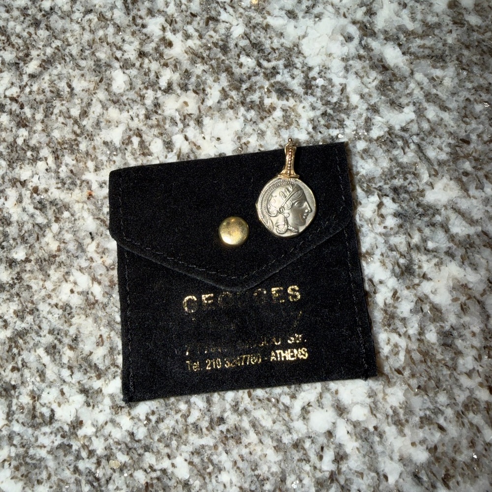 14K GOLD PENDANT ATHENS, ATTICA, ATHENA'S OWL, ANCIENT TETRADRACHM COIN